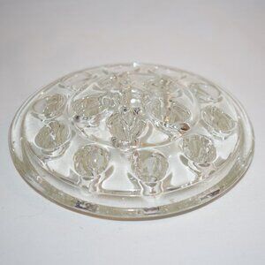 Vintage Clear Glass Flower Arrangement Frog 16 Holes 5 inches Lipped Edge EUC